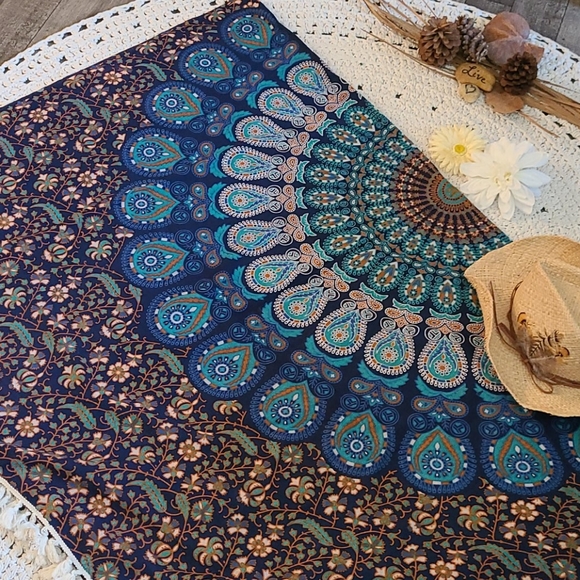 NEW BO HO FRINGE WALL ART,TABLE CLOTH, BED THROW - Picture 11 of 16